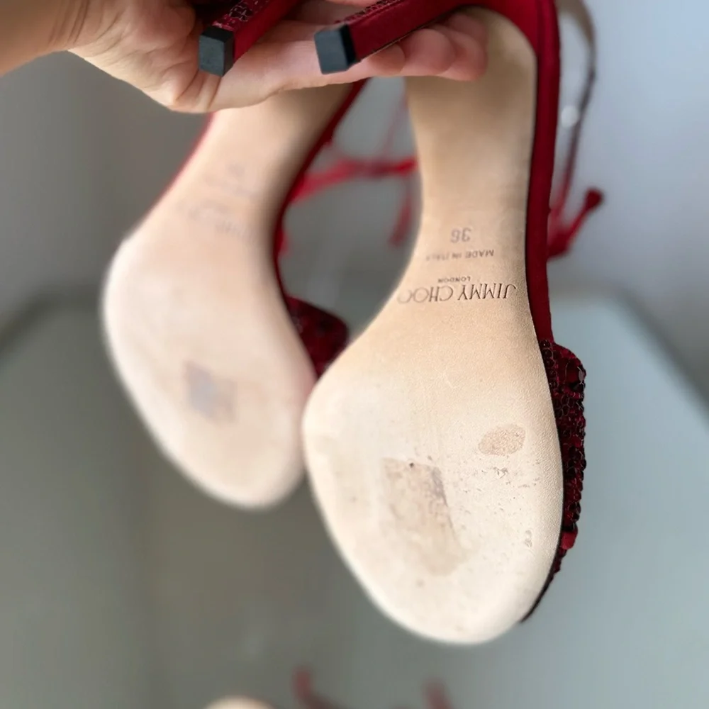 Like new JIMMY CHOO Talaya 100 Crystal Embellished suede sandals 36 - Picture 8 of 15